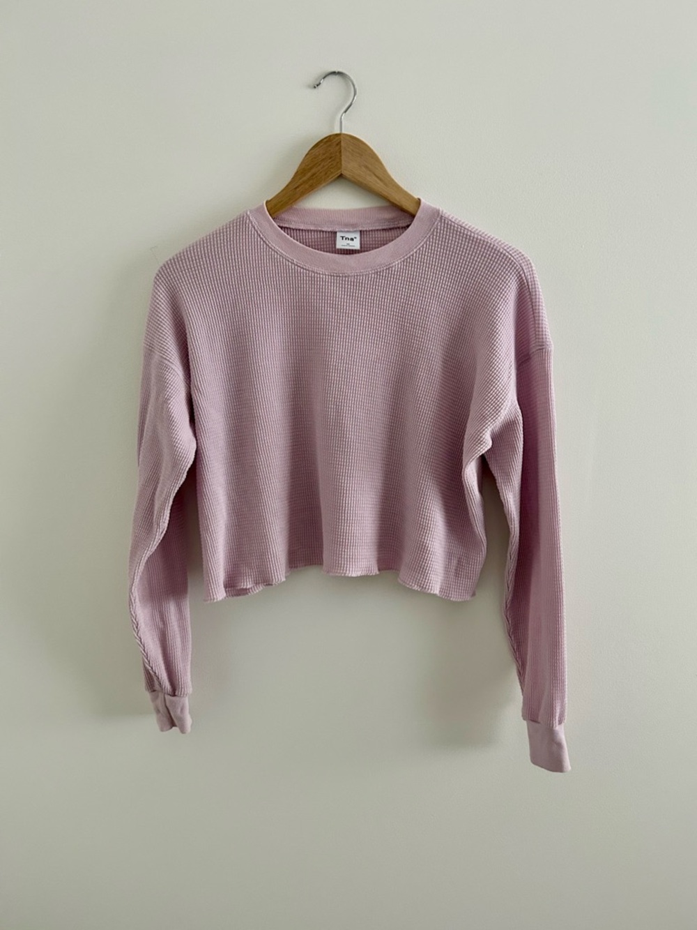 TNA Alamo thermal waffle knit crop top in lavender | size XS